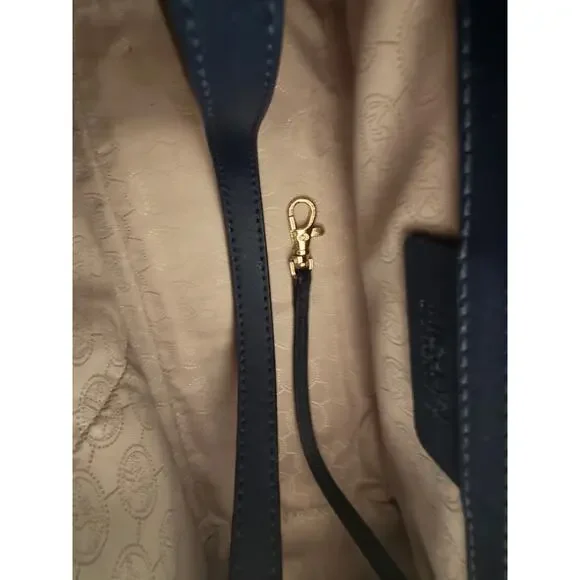 Michael Kors Navy Saffiano Leather Satchel Crossbody Gold Hardware - Picture 7 of 9